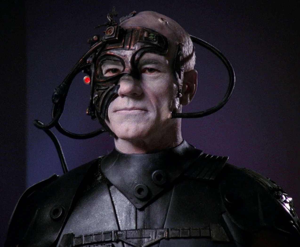 A picture from Star Trek The Next Generation, showing a Borg drone. Taken from the episode The Best Of Both Worlds Part 2.